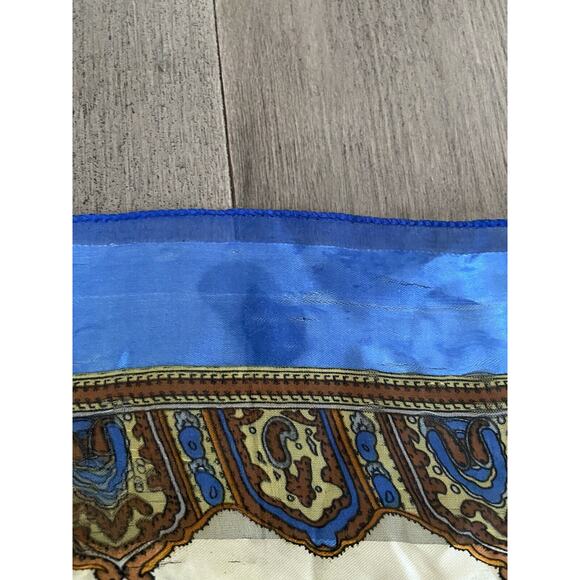 blue polyester, scarf Yellow/ Brown/gold/white - Picture 5 of 5